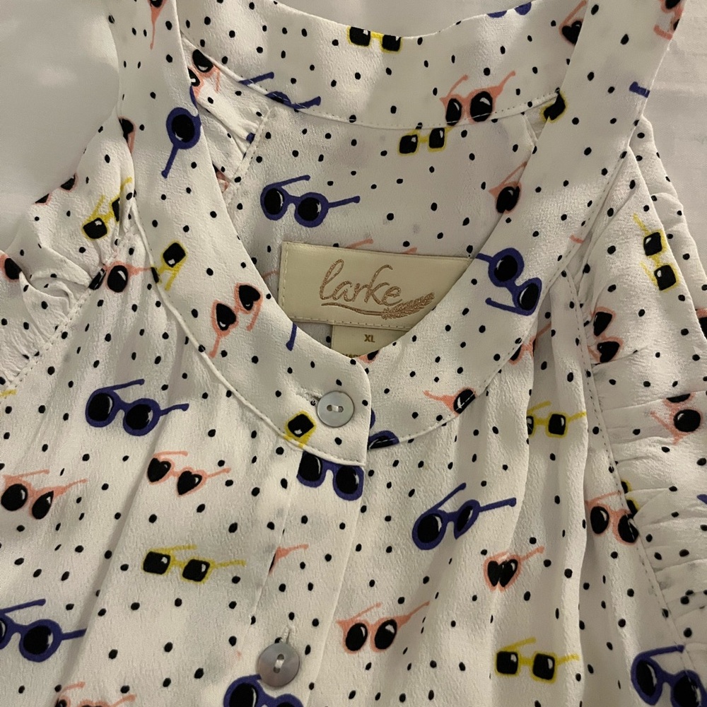 Larke Halter Sundress w Sunglasses Print/Buttons on the Front Size XL